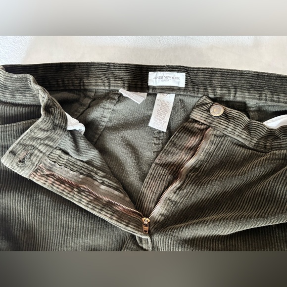 Jones New York Pants Sport Olive Green Y2K Corduroy 16W Plus Size Straight Leg - Picture 12 of 12